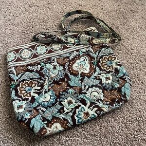 Vera Bradley Brown and Blue Floral Shoulder Bag